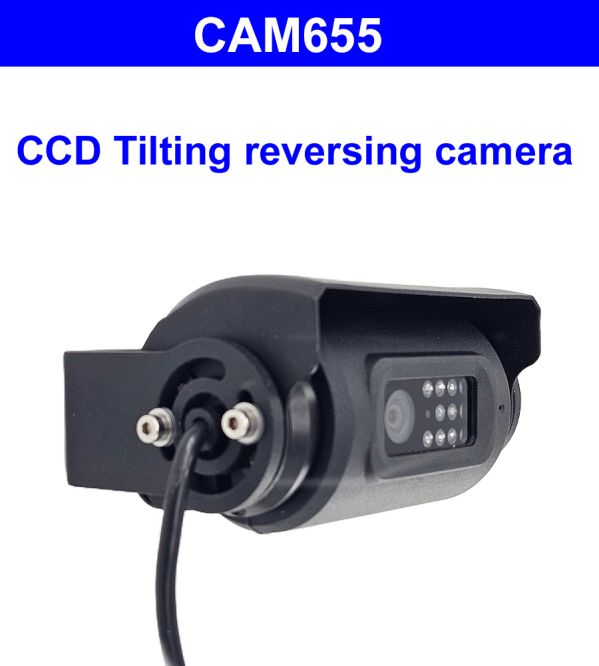 Motorised CCD reversing camera giving rear view and reversing guidance